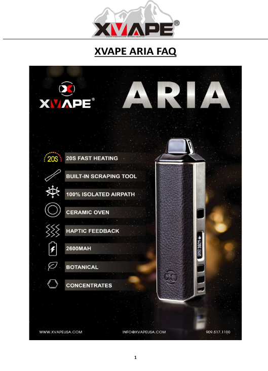 ARIA FAQs XVAPE USA